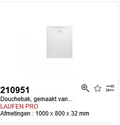 [H2109510000001] H2109510000001 - LAUFEN DOUCHETUB PRO 100 X 80 X 4 WIT COMPOSIET