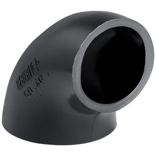 [361.872.16.1] 361.872.16.1 - Geberit PE bocht 90° gereduceerd, zonder been: 90°, d=50mm, d1=40mm