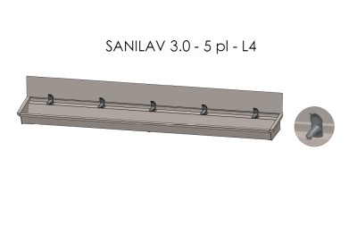 [3.0-5-L4] 3.0-5-L4 - INTERSAN WASTROG SANILAV RVS 300 CM MET 5 EENGREEPSKRANEN INCLUSIEF