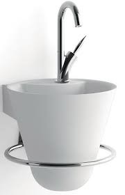 [1 14 703 1] DECOTEC CONE LAVE-MAINS SOLID SURFACE WIT INCLUSIEF PLUG +SYPHON  EN HANDDOEKDRAGER