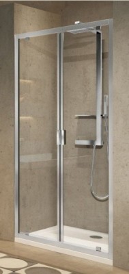 [LUNB96-1B] LUNB96-1B - NOVELLINI LUNES 2 DELIGE KLAPDEUR OMKEERBAAR 96-102H 195CM/ UITV. TRANSP. GLAS +MAT CHROOM PROFIEL