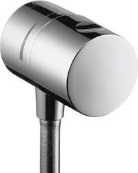[38882800] 38882800 - HANS GROHE FIXFIT  AANSLUITBOCHT MET STOPKRAAN EN TERUGSLAGKLEP UITV. STAINLESS STEEL OPTIC 800