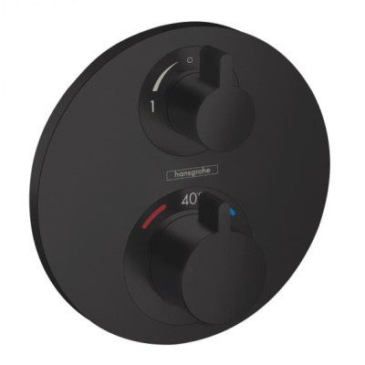 [15758670] 15758670 - HANS GROHE ECOSTAT S AFWERKSET VOOR INBOUWTHERMOSTAAT MET STOPKRAAN EN OMSTELLER VOOR 2 SYSTEMEN  UITV. MAT ZWART