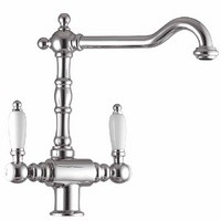 [R10.1912.32] R10.1912.32 - KVR RETRO KEUKENKRAAN NICKEL MATMET  WITTE HENDELS 