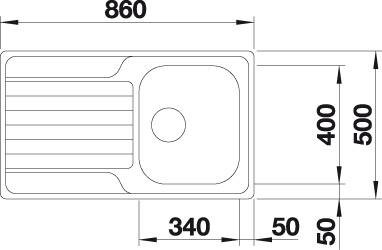 [500 370] 523374 - BLANCO DINAS 45 S 1 BAK 86X50 OMKEERBAAR RVS 