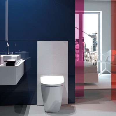 [131.003.SI.5] 131.003.SI.5 - GEBERIT MONOLITH +FRONT WIT GLAS ZIJAFWERKING ALU 101CM VOOR STAAND TOILET