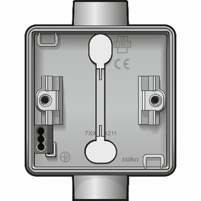 [119819] 0041/784111 - NIKO OPBOUWDOOS ENKEL 2 INGANGEN BO+ON GRIJS M20 IP55