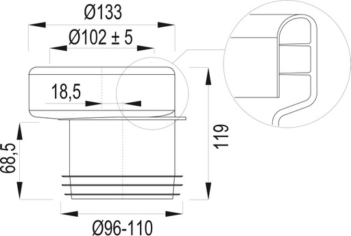 [230515] 8040301007 - WISA AFVOER MANCHET NR 7 96/110MM EXENT.