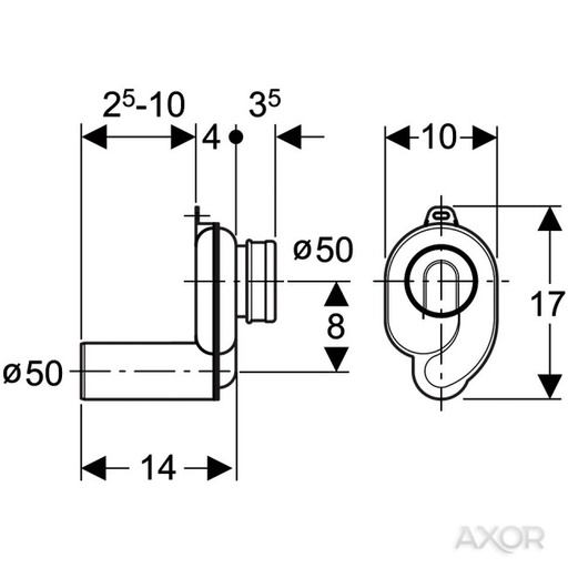 [152.950.11.1] 152.983.00.1 - GEBERIT URINOIR SYPHON 50MM HORIZONTAAL