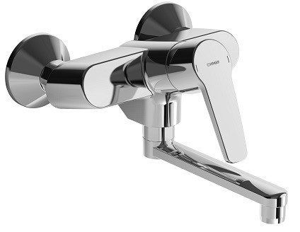 [5161 2193] 51612193 - HANSA POLO WANDMENGKRAAN BEW. BEC 15CM CHR. UITGIETBAK