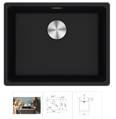 [MRG110520MB1] MRG110520MB1 - FRANKE MARIS SPOELBAK ONDERBOUW BINNENMAAT 500 X 400 ZWART MAT