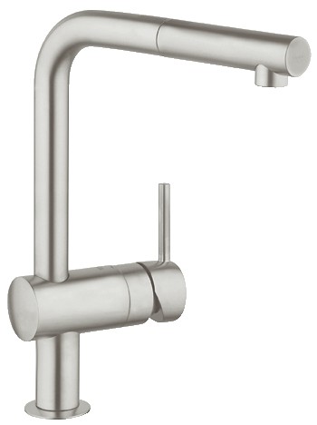[32168DC0] 32168DC0 - GROHE MINTA KEUKENKRAAN L-UITLOOP MET UITTREKBARE MOUSSEUR SUPERSTEEL