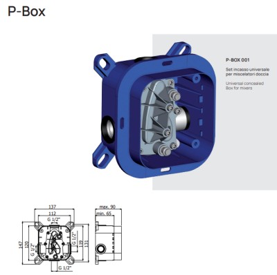 [CPBOX 001] CPBOX 001 - PAFFONI INBOUWBOX VOOR THERMOSTATISCH DOUCHEKRAAN