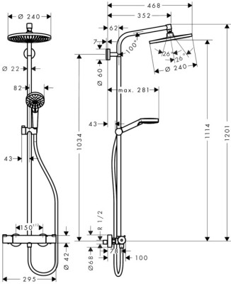 [27267000] 27267000 - HANS GROHE SHOWERPIPE CROMETTA S240 1JET DIA. 
