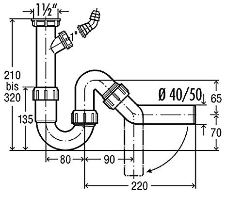 [VKS101 800] 101800 - VIEGA KEUKEN SIFON +VAATWAS 6/4 40MM