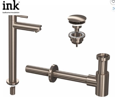 [9902415] 9902415 - COMBI SET 2A KRAANTJE VERHOOGD +SYPHON PLUG  BRUSHED NICKEL