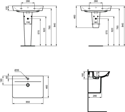 [E030901] E030901 - IDEAL STANDARD CONNECT AIR HALFZUIL LAVABO