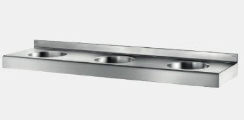 [121750] 121750 - DELABIE COLLECTIEVE WASTAFEL 180 X 50 3 PLAATSEN MET 3 KRAANGATEN IN WASTAFEL VOOR AANSLUITING ONDERAAN 
