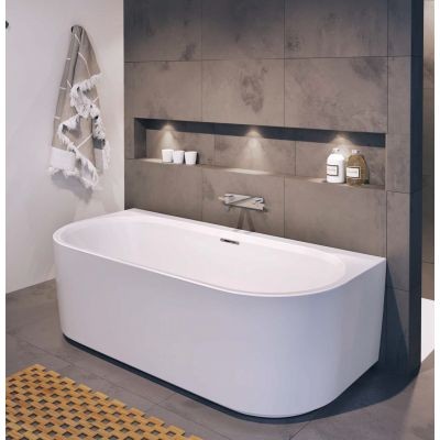 [B089001005] B089001005 - RIHO BAD DESIRE CORNER 180 X 84 CM WIT GLANS INCL. POOTSET + SYPHON -BACK 2 WALL