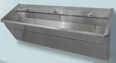 [1--3-M3P] 1--3-M3P - INTERSAN WASTROG SANILAV13MP3 RVS B 180 3PL MET ZELFSLUITENDE KRANEN VOOR KOUD WATER 