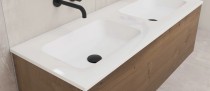 [0207241] 0207241 - INK ASPEKT MAT WIT TABLET PORSELEIN 140 X 45 X 1.5 1 LAVABO MET 2 KRAANGATEN