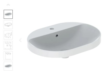 [500.732.012] 500.732.012 - GEBERIT INBOUWWASTAFEL VARIFORM 60 X45 ELLIPSVORM MET KRAANGAT