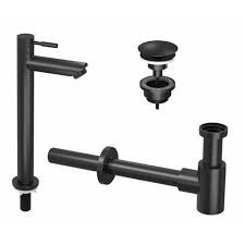 [9902411] 9902411 - COMBI SET 1A KRAAN VERHOOGD +  VASTE PLUG +SYPHON MAT ZWART