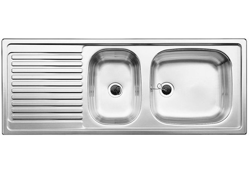 [500847] 500847 - BLANCO TOP EZS 11X4 INBOUWSPOELTAFEL BUITENMAAT 1100 X 435 1 + 1  1/2 BAKKEN OMKEERBAAR RVS