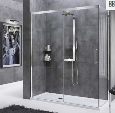 [ROSEPH157D-1K] ROSEPH157D-1K - NOVELLINI ROSE SCHUIFDEUR VOOR COMBINATIE VASTE WAND 157-160 H 200CM/ UITV. RECHTS TRANSP. GLAS + CHR. PROFIEL