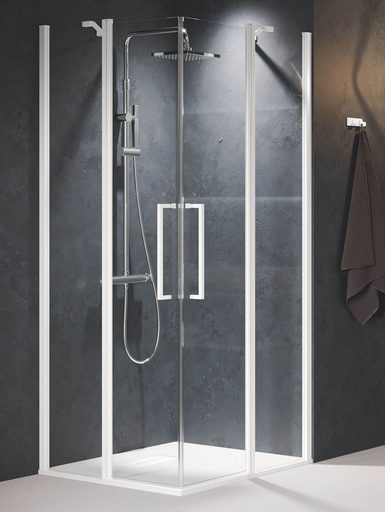 [Y2A87-1H] Y2A87-1H - NOVELLINI YOUNG A HOEKINSTAP 87-89 UITV.HELDER GLAS MAT ZWART PROFIEL