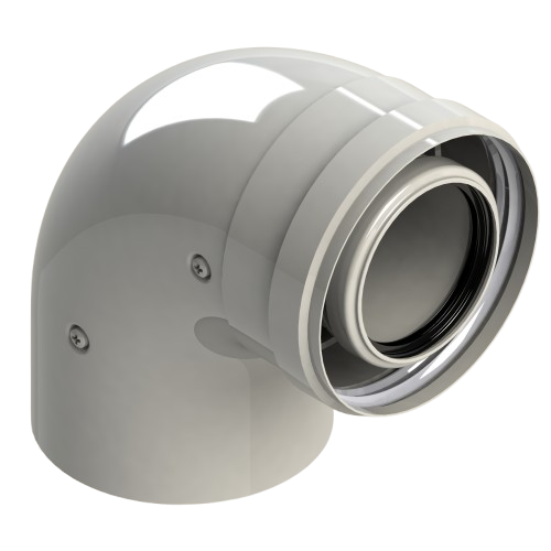 [14083] 610-90MHP18 - RLX CONCENTRISCHE BOCHT 90° 60/100 WIT PP/ALU