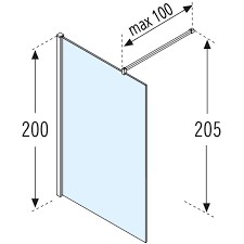 [KUADH140-1Z] KUADH140-1Z - NOVELLINI KUADRA H VRIJSTAANDE WAND 137-140 H 200CM/ UITV. TRANSP. GLAS + BRUSHED INOX