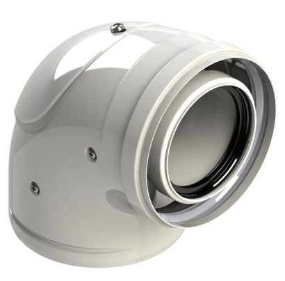 [inspectiebocht125] G8125-90IVP15 - RLX CONCENTRISCHE BOCHT 90° 80/125 WIT PP/ALU MET INSPECTIE LUIK !