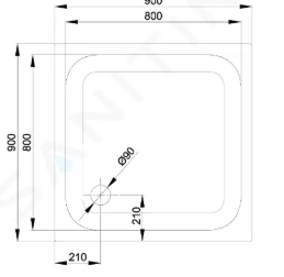 [5930T1000] 5930-000 - BETTE DOUCHE ULTRA 90 X 90 X 2,5 WIT