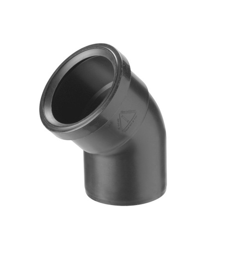 [PPZ80C45°] 0167128 - ROLUX EXC. COUDE PP zwart 80MM 45°
