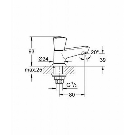  20405001 - GROHE COSTA L KOUDWATERKRAAN CHR.  KERAMISCHE SCHIJVEN